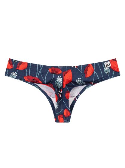 Women's Brazilian Panties Ladybugs & Poppy Flowers