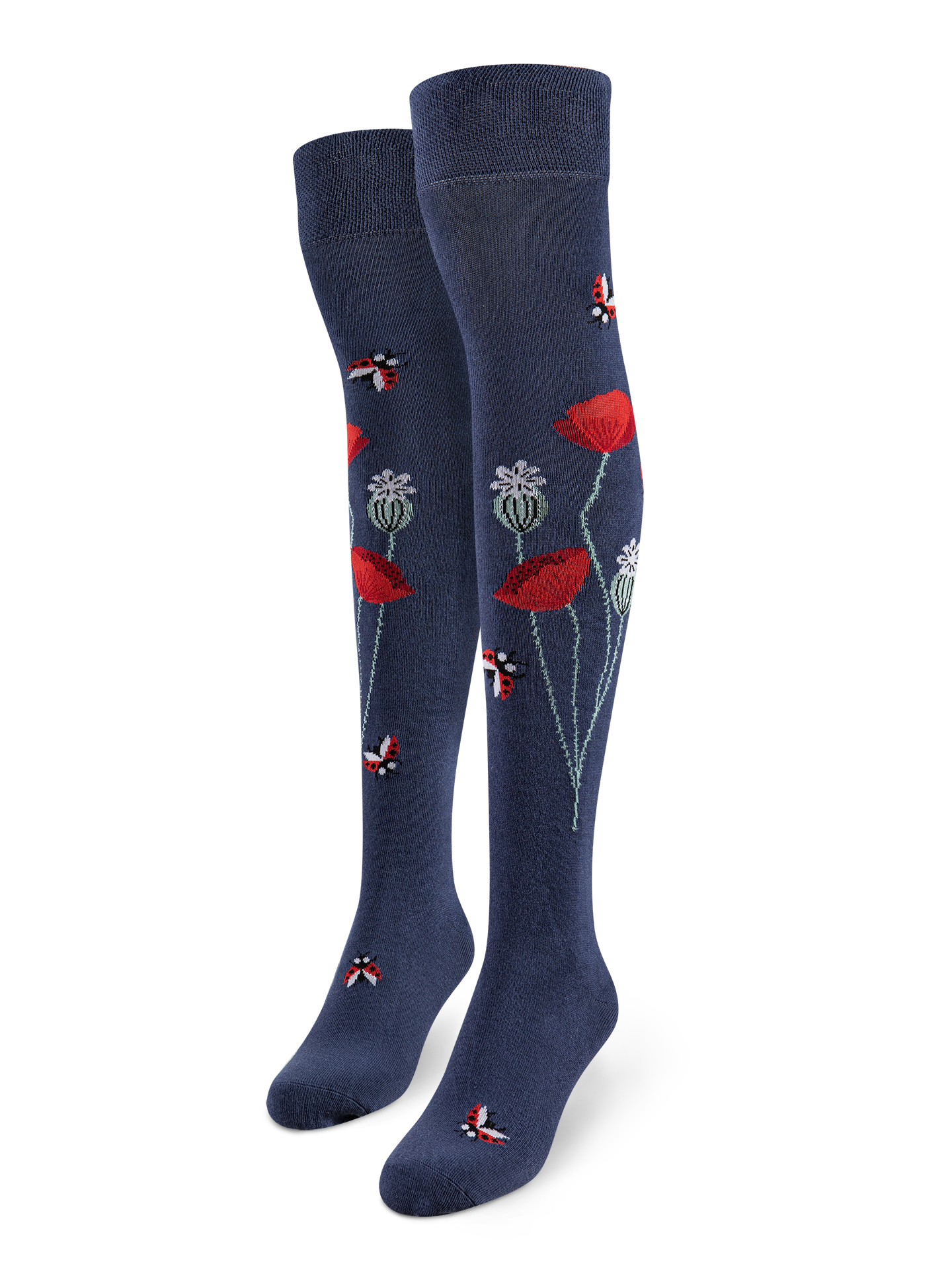 Over the Knee Socks Ladybugs & Poppy Flowers