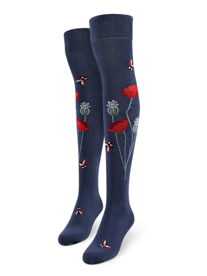 Over the Knee Socks Ladybugs & Poppy Flowers