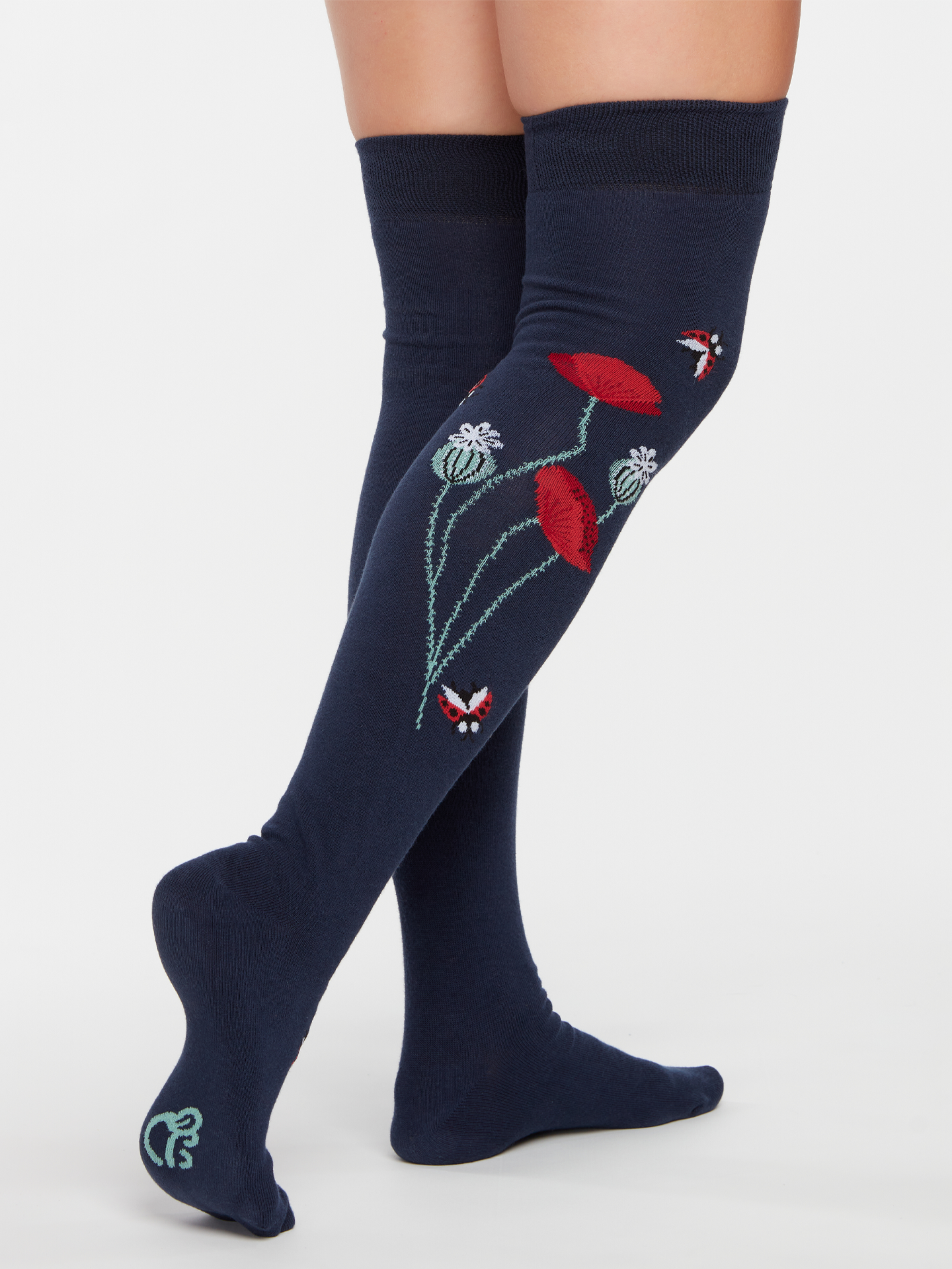 Over the Knee Socks Ladybugs & Poppy Flowers