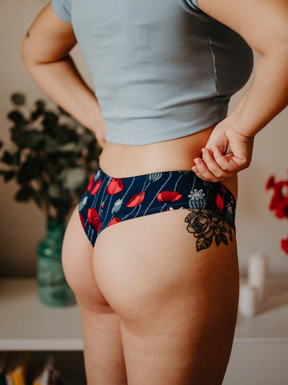 Women's Brazilian Panties Ladybugs & Poppy Flowers