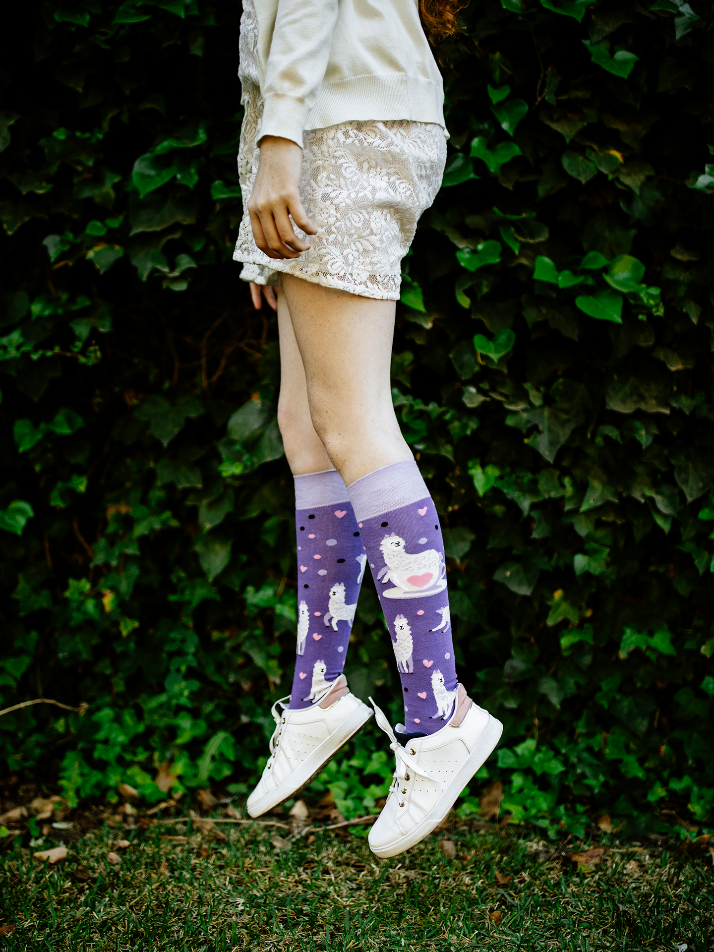 Knee High Socks Llama Love