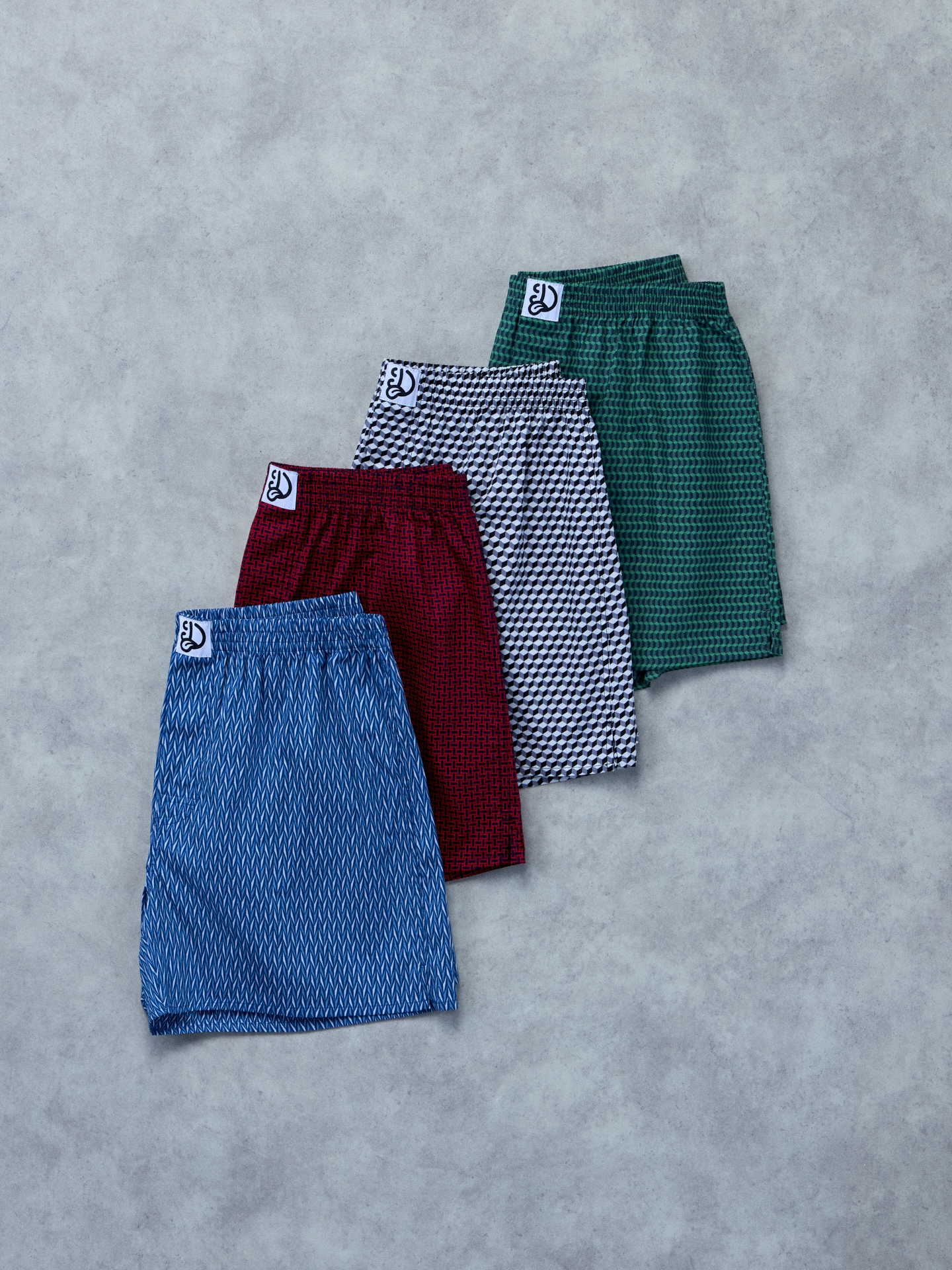 Blue & Grey Men's Pattern Boxer Shorts