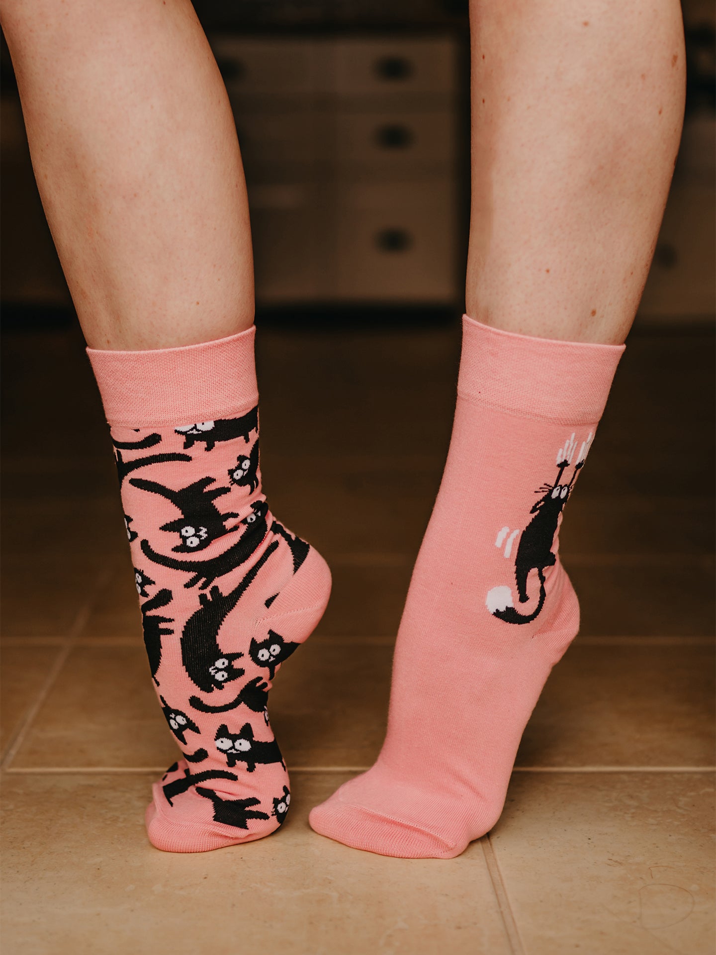 Regular Socks Pink Cats