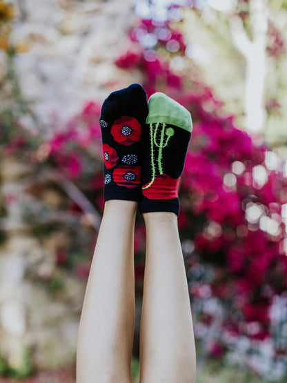 Ankle Socks Poppy Flower