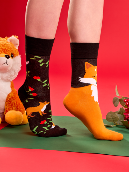 Regular Socks Fox & Flowers