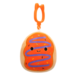 Squishmallows Clip-On Jay the Orange Frosted Donut with Purple Drizzle, 9 cm