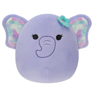 Squishmallows Anjali the Purple Elephant with Flower Pin, 20 cm