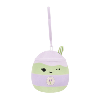Squishmallows Clip-On Latchmi the Lavender Matcha Latte, 9 cm