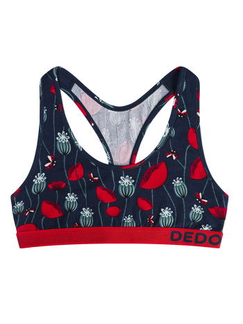 Women's Bralette Ladybugs & Poppy Flowers