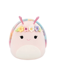 Squishmallows Silvina the Pink Snail with Rainbow Shell and Flower Crown, 20 cm