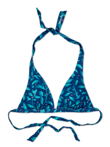 Triangle Bikini Top Turquoise Flowers