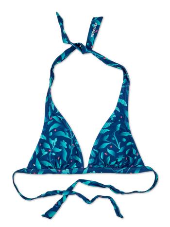 Triangle Bikini Top Turquoise Flowers