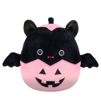 Squishmallows Emily the Black Bat in Pink Jack-O'-Lantern, 20 cm