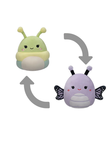Squishmallows Flip-A-Mallow Rutabaga the Caterpillar/Bibiana the Butterfly, 13 cm