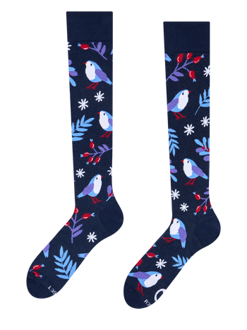 Knee High Socks Bird in Winter