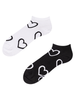 Ankle Socks Black & White Hearts