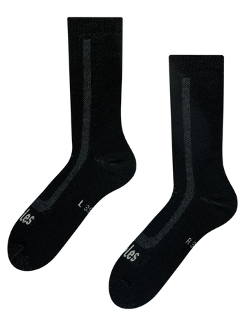 Black Merino wool terry socks