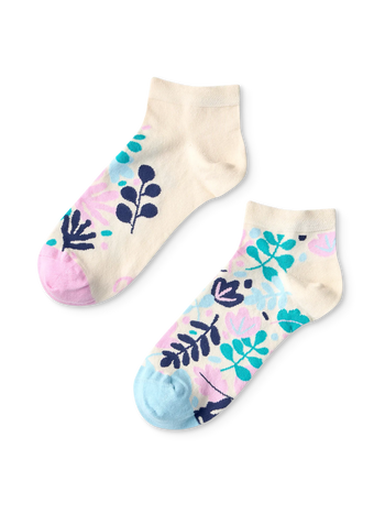 Ankle Socks Turquoise Leaves