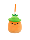 Squishmallows Clip-On Caroleena the Orange Carrot with Bucket Hat, 9 cm
