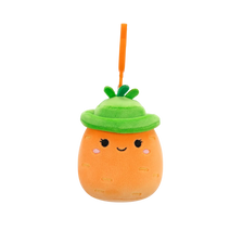 Squishmallows Clip-On Caroleena the Orange Carrot with Bucket Hat, 9 cm