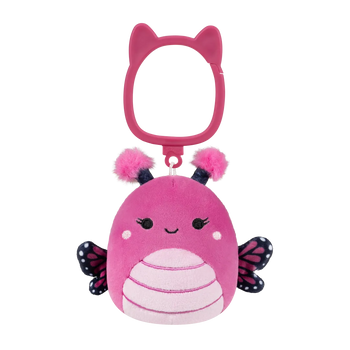 Squishmallows Clip-On Marcelina the Raspberry Pink Monarch Butterfly, 9 cm