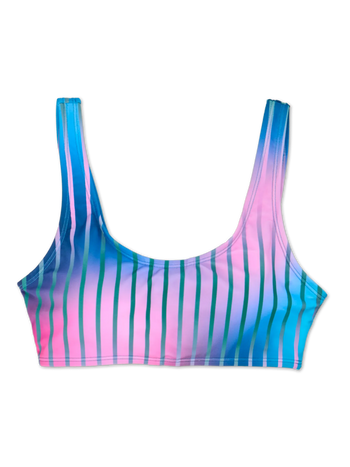 Sporty Bikini Top Purple Stripes