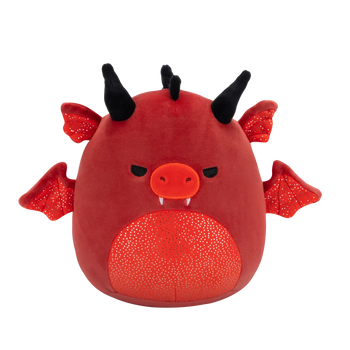 Squishmallows Salami the Red Dragon with Angry Eyes and Sparkle Belly, 20 cm
