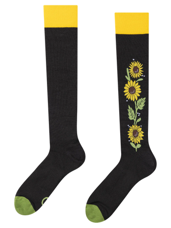 Knee High Socks Sunflowers at Night