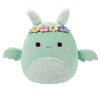 Squishmallows Tove the Mint Green Mothman with Flower Crown and Fuzzy Belly, 20 cm