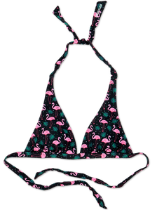 Triangle Bikini Top Flamingos & Leaves