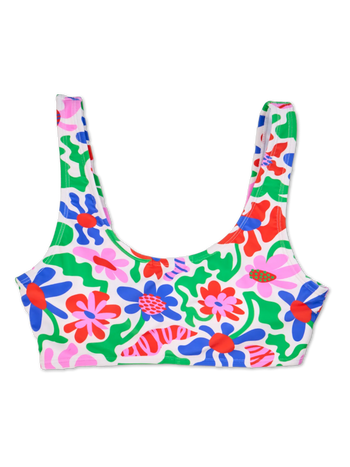 Sporty Bikini Top Crazy Flowers