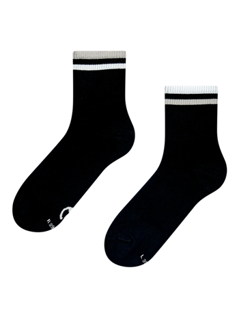 Crew Socks Black & White Stripes