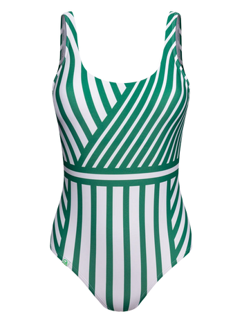 One-piece Swimsuit Green Stripes