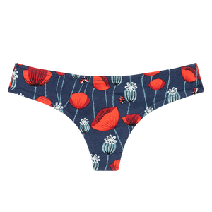 Women's Brazilian Panties Ladybugs & Poppy Flowers