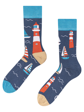 Bamboo Regular Socks Lighthouse & Sailboats
