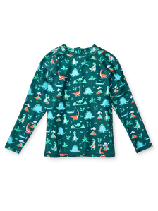 Kids’ UV Protective Swim Shirt Dino Skatepark