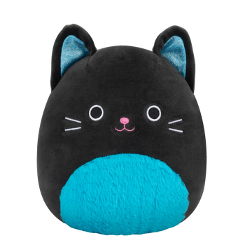 Squishmallows Eponine - Black Cat with Neon Blue Fuzzy Belly and Sparkle Ears, 20 cm
