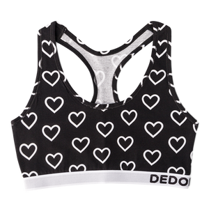 Women's Bralette Black & White Hearts